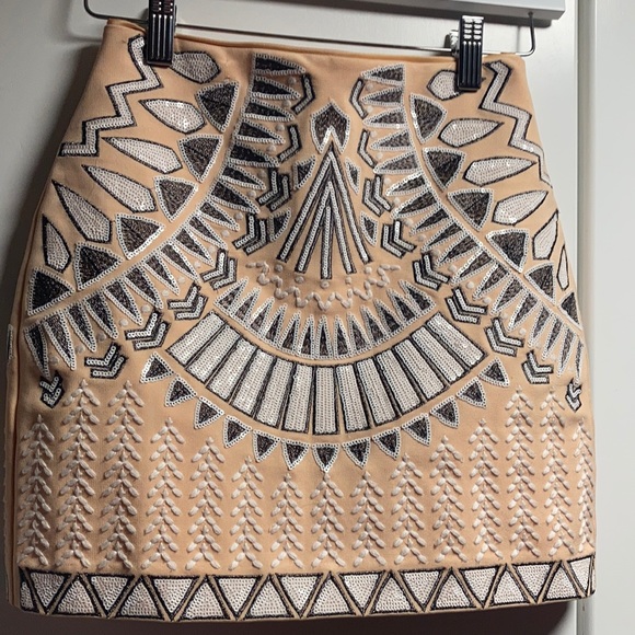 bebe Dresses & Skirts - New Bebe Beaded, Lined Peach, White Black Short Mini Skirt Women’s XS (00) NWT